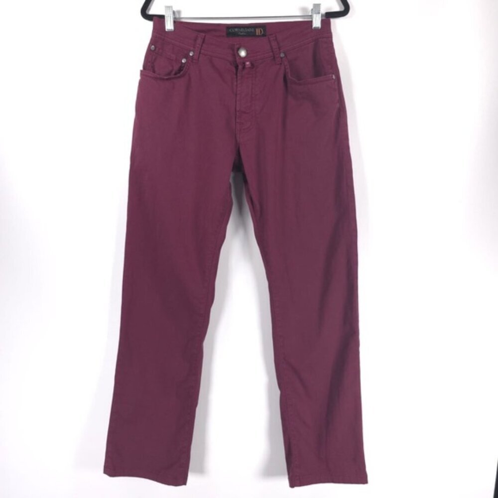 CORNELIANI ID LUXURY DENIM ITALY🇮🇹MADE y5p 7214JT4 00 Pants Burgundy Size 34